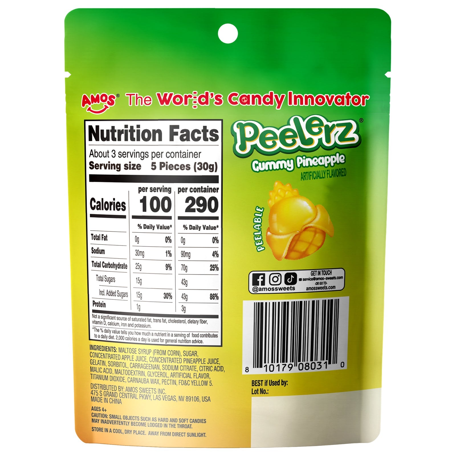 Peelable Gummy Pineapple Flavor